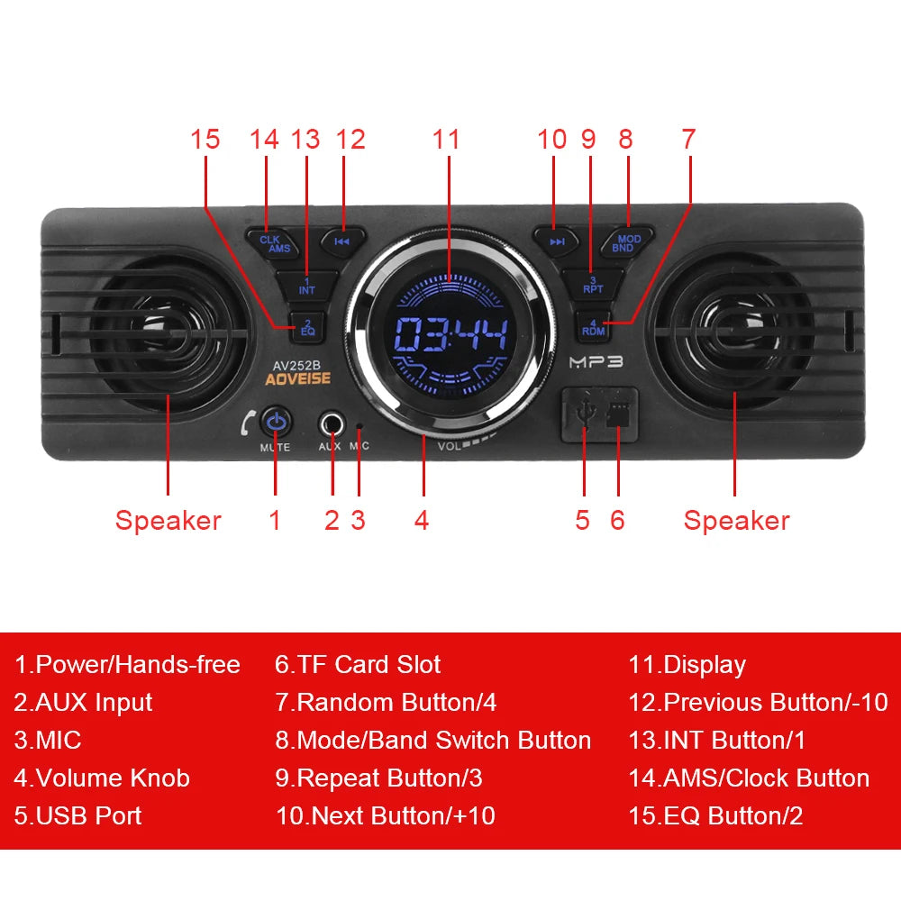 1 Din Car Radio – Bluetooth, FM, MP3, USB & AUX Input Car Radio Stereo Axl