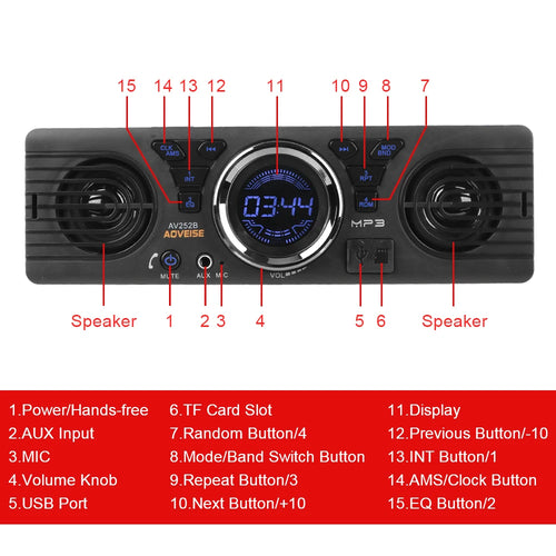 1 Din Car Radio – Bluetooth, FM, MP3, USB & AUX Input Car Radio Stereo Axl