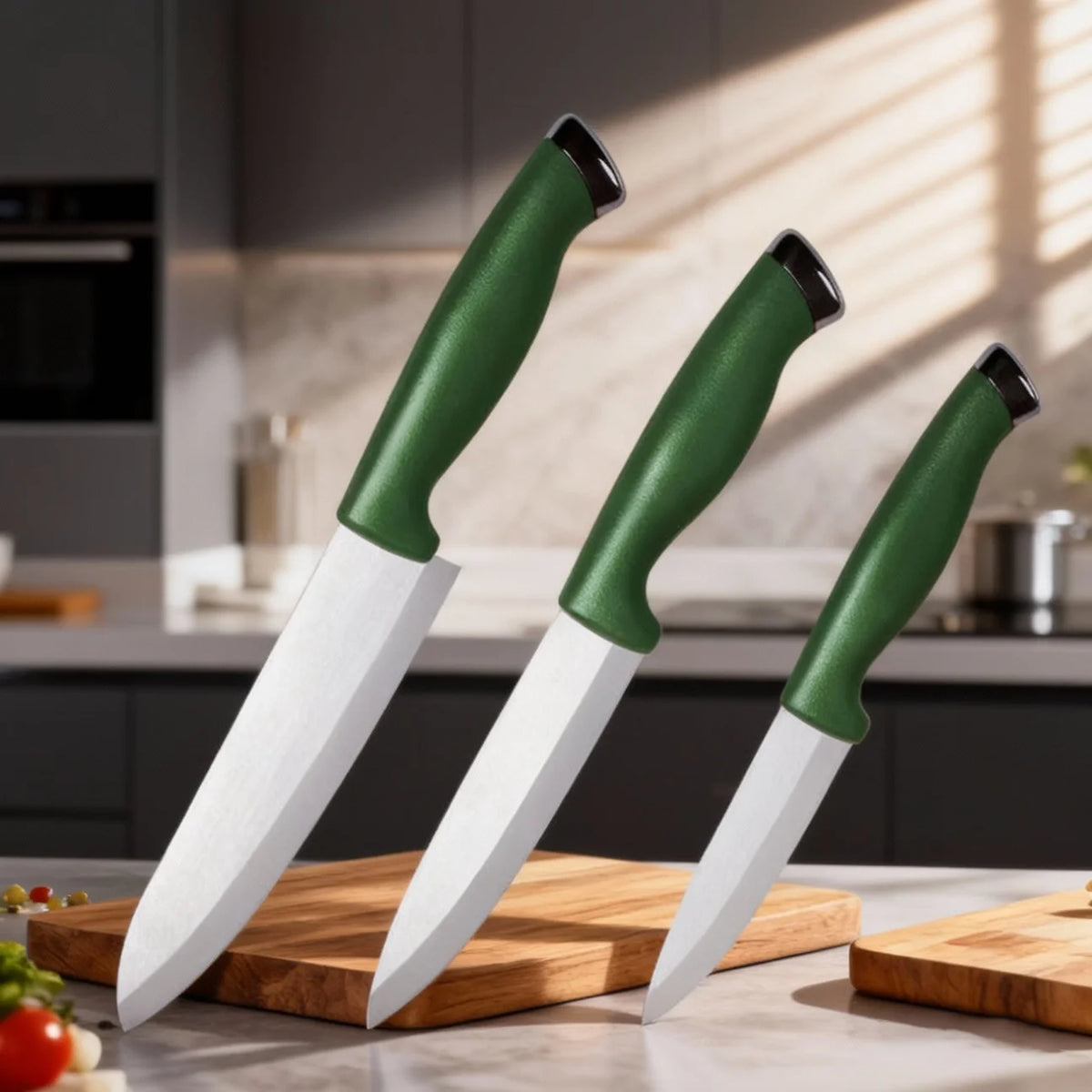 Ceramic Chef Knife Set with Covers – Fruit & Meat Kitchen Knives Ceramic Kitchen Knife Axl