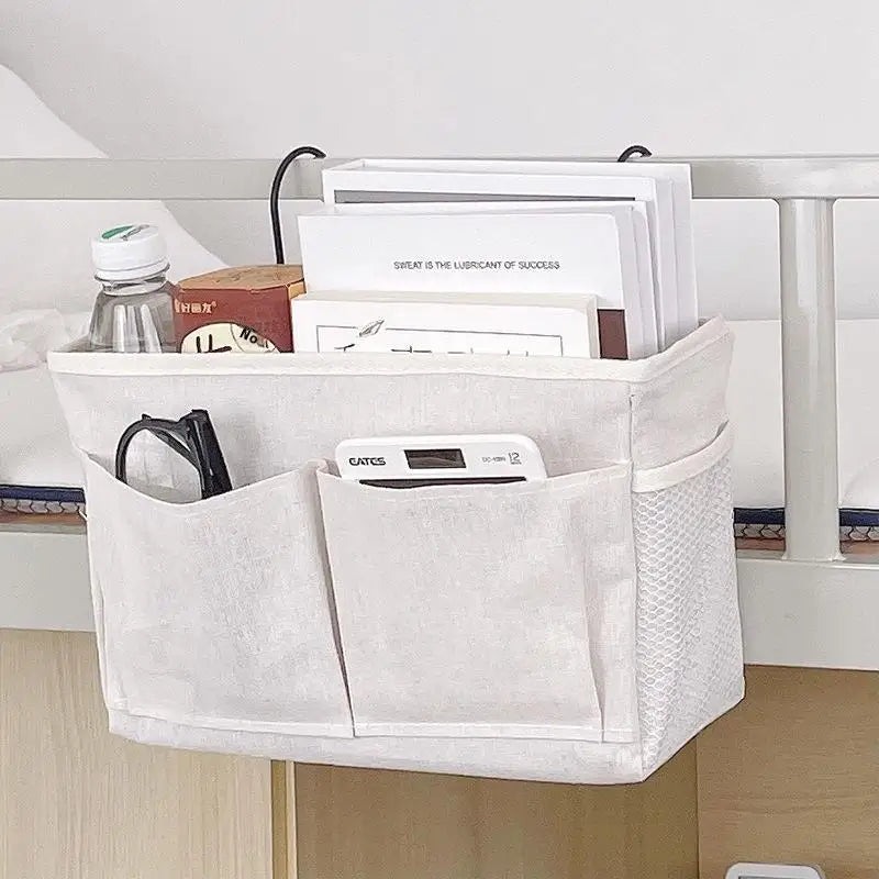 Bedside Hanging Storage Bag – Multi-Pocket Bed Organizer Hanging Storage Organizer Axl White