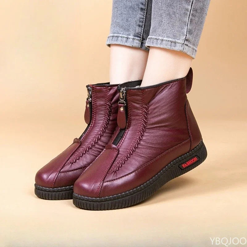 Women's Winter Cotton Ankle Boots – Non-Slip Zip-Up Shoes Women's Ankle Boots Axl Red 41