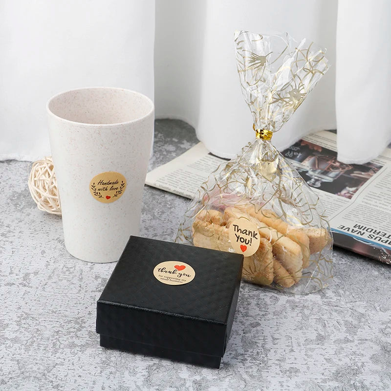500 Thank You Stickers – Round Kraft Paper Seal Labels Roll Decorative Sticker Labels Axl