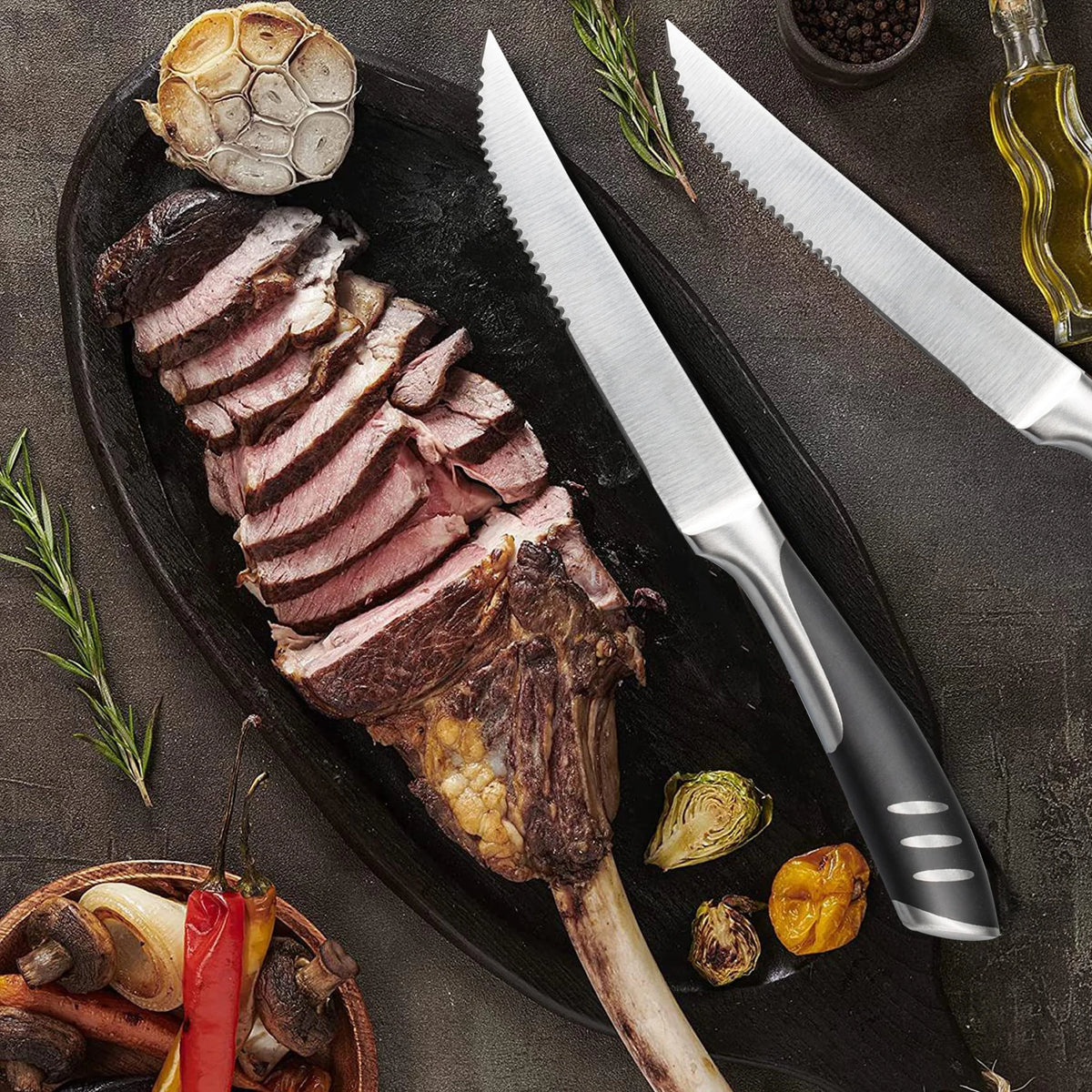 Stainless Steel Serrated Steak Knife Set – 4, 6 or 8 Piece Steak Knife Set Axl