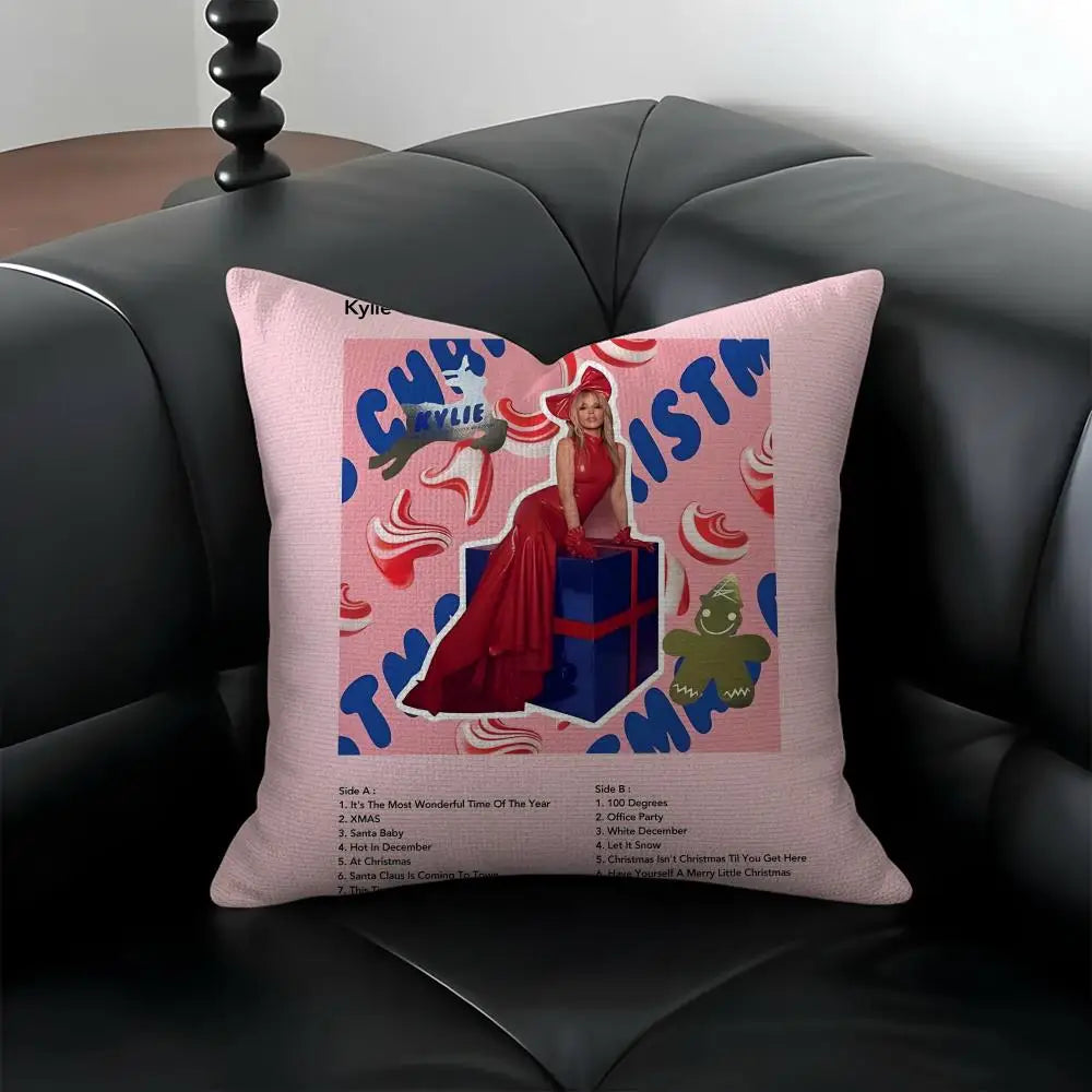 Kylie Minogue Christmas Linen Cushion Cover | Sofa Pillowcase Decorative Cushion Cover Axl