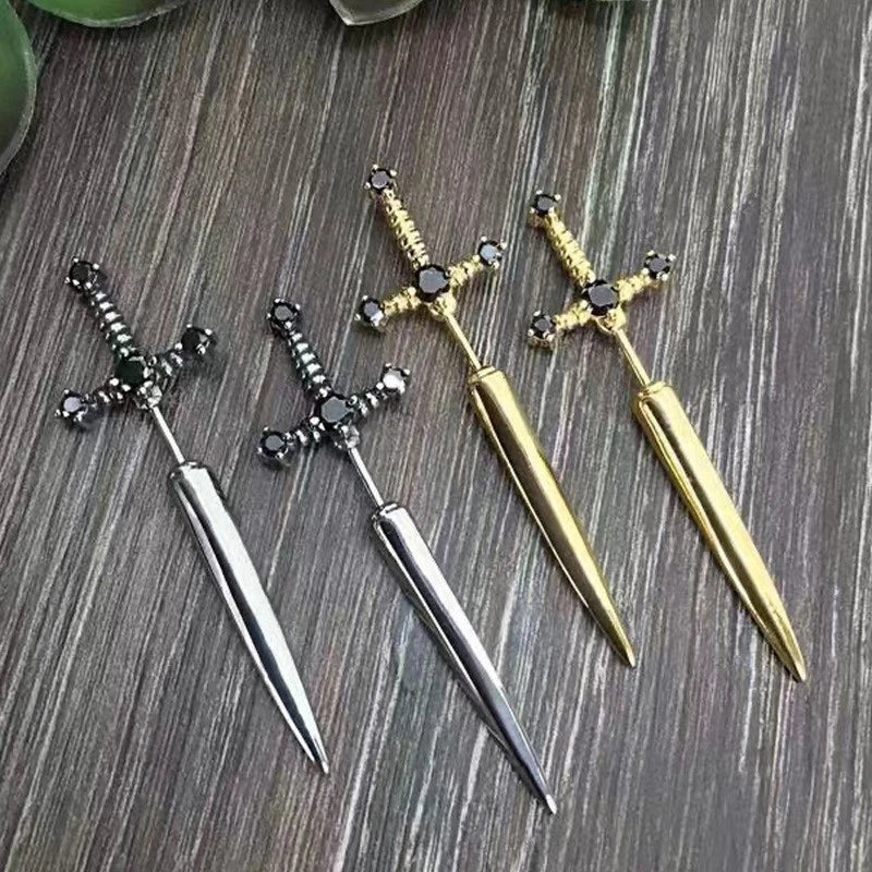 Gothic Crystal Ear Jacket Studs – Vintage Punk Goth Earrings Gothic Stud Earrings Axl