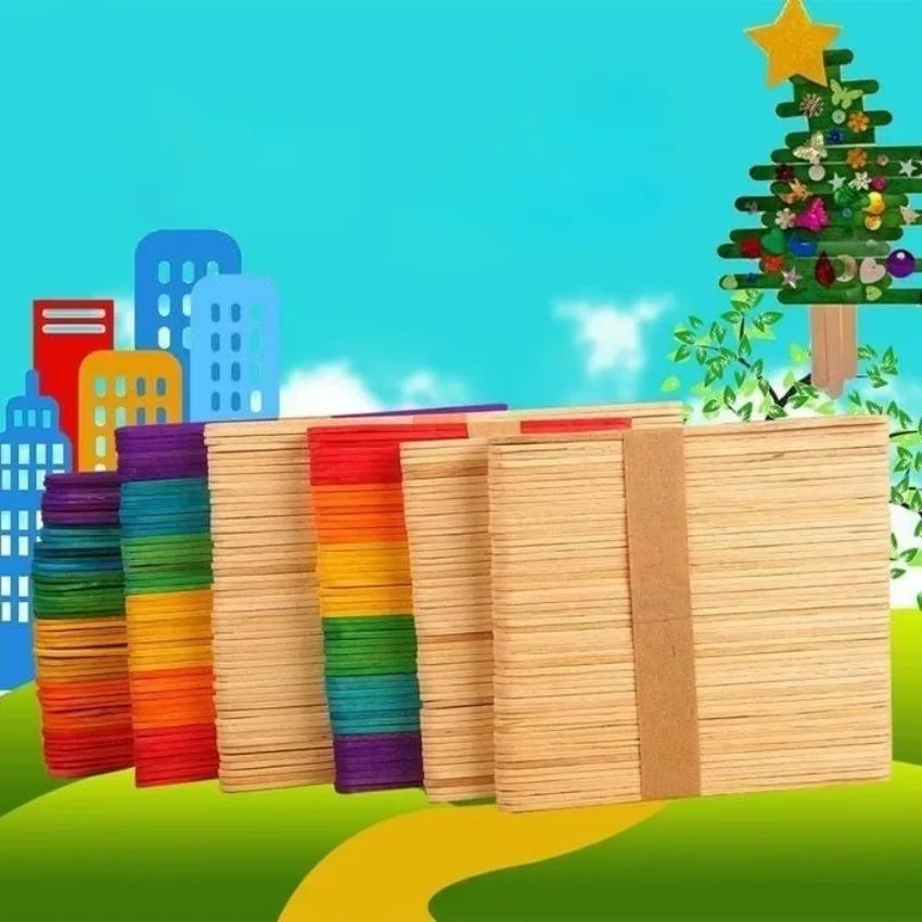 50 Pcs Wooden Craft Sticks – DIY Art, Kids Crafts & Decor Wooden Craft Sticks Axl