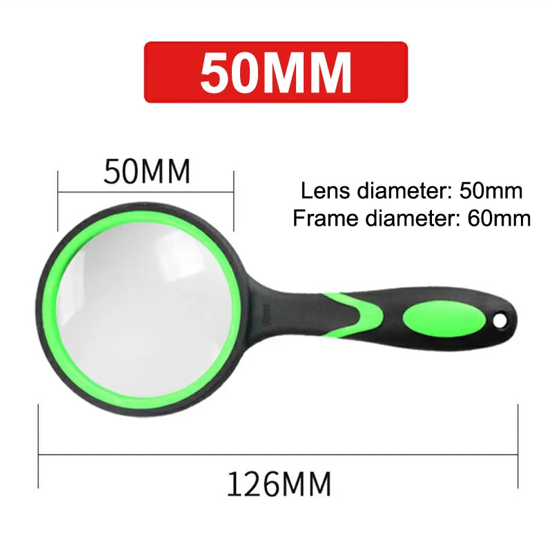75mm Handheld Magnifying Glass 10x – Kids & Seniors Lens Handheld Magnifying Glass Axl green 50mm