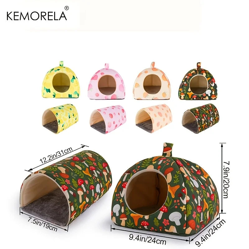 KEMORELA 2PCS Hamster House Warm Mat & Small Animal Bed Small Animal Bed Axl