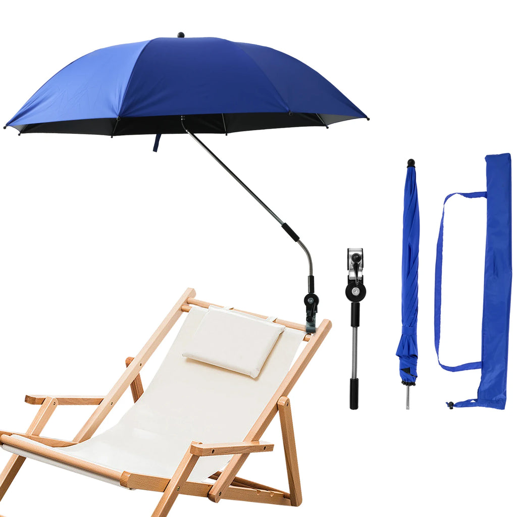 360° Adjustable Clamp Shade Umbrella – Beach, Camp & Wheelchair Clamp Shade Umbrella Axl