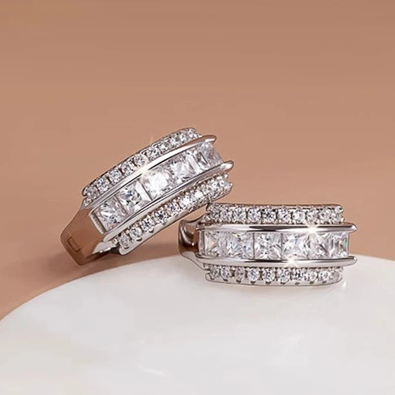 Huitan Princess CZ Hoop Earrings – Colorful & White Cubic Zirconia CZ Hoop Earrings Axl