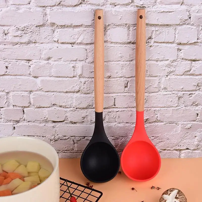 Silicone Soup Spoon – Heat-Resistant Non-Stick Kitchen Ladle Silicone Kitchen Ladle Axl