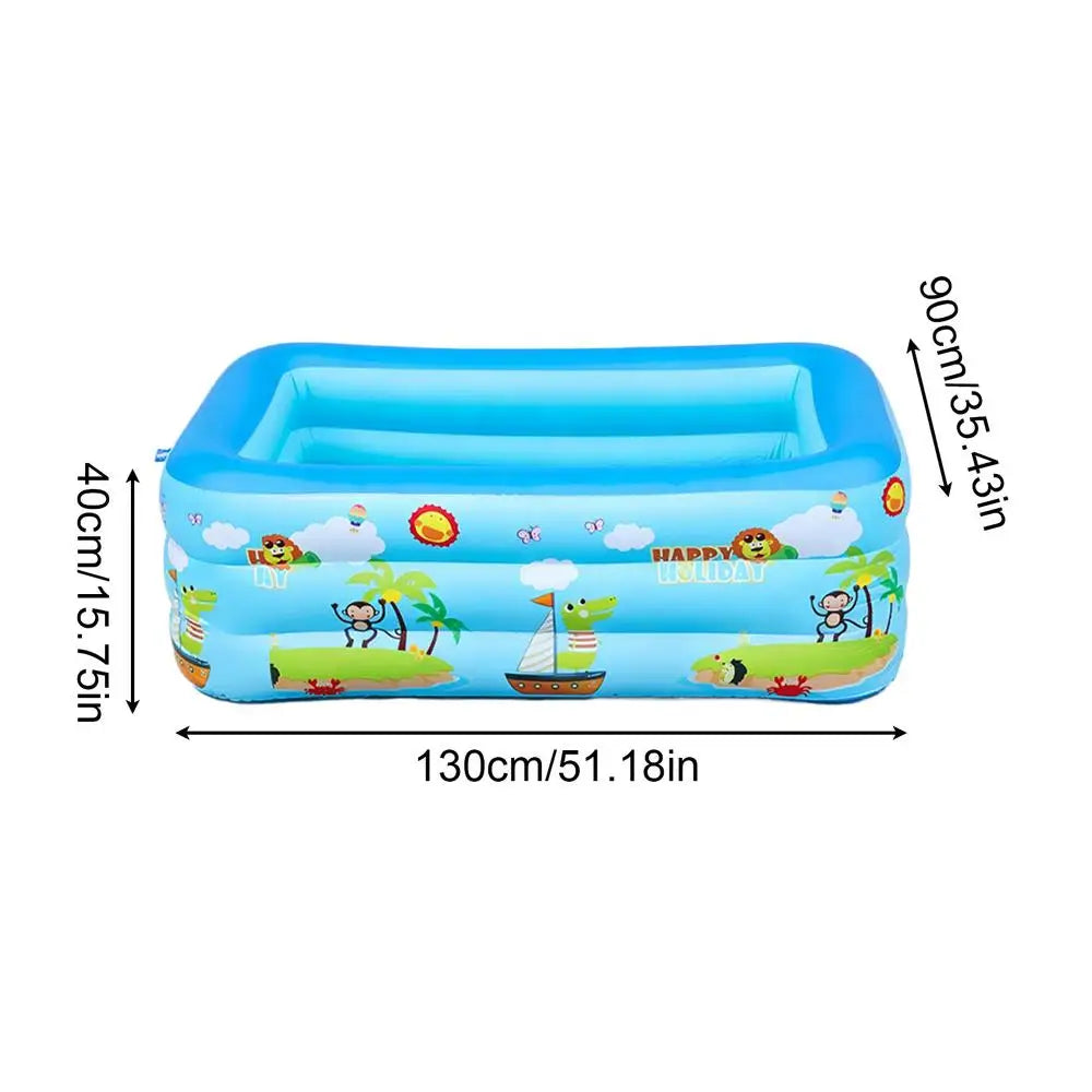 Inflatable Kids Pool – Large UV-Resistant Foldable Square Pool Inflatable Swimming Pool Axl 130CM