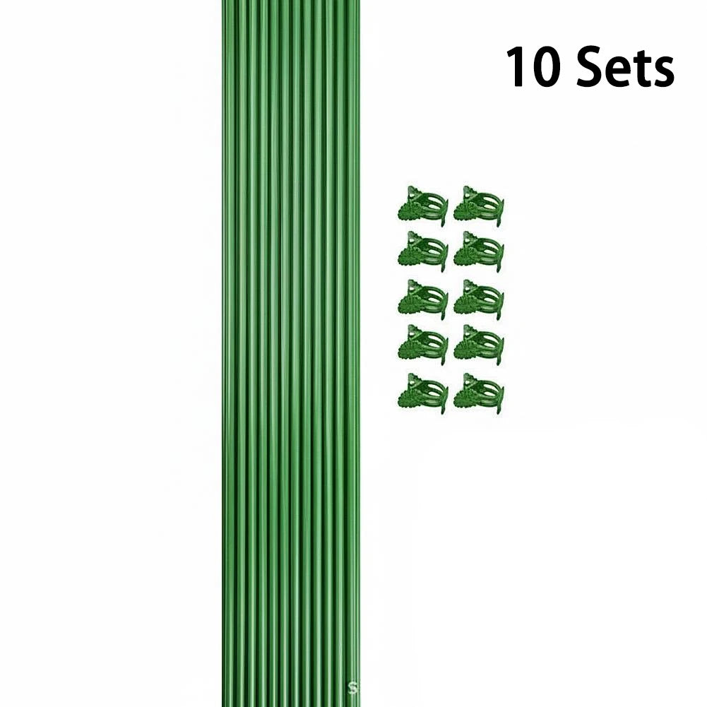 Green Plant Support Stakes & Clips – Indoor & Outdoor Plants Plant Support Stakes Axl 10 Sets