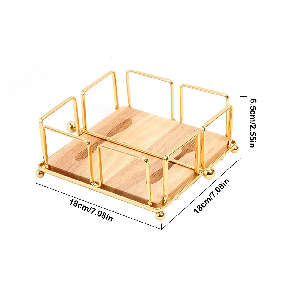 Modern Napkin Holder with Wooden Base | Gold, Black, White Napkin Holder Axl E