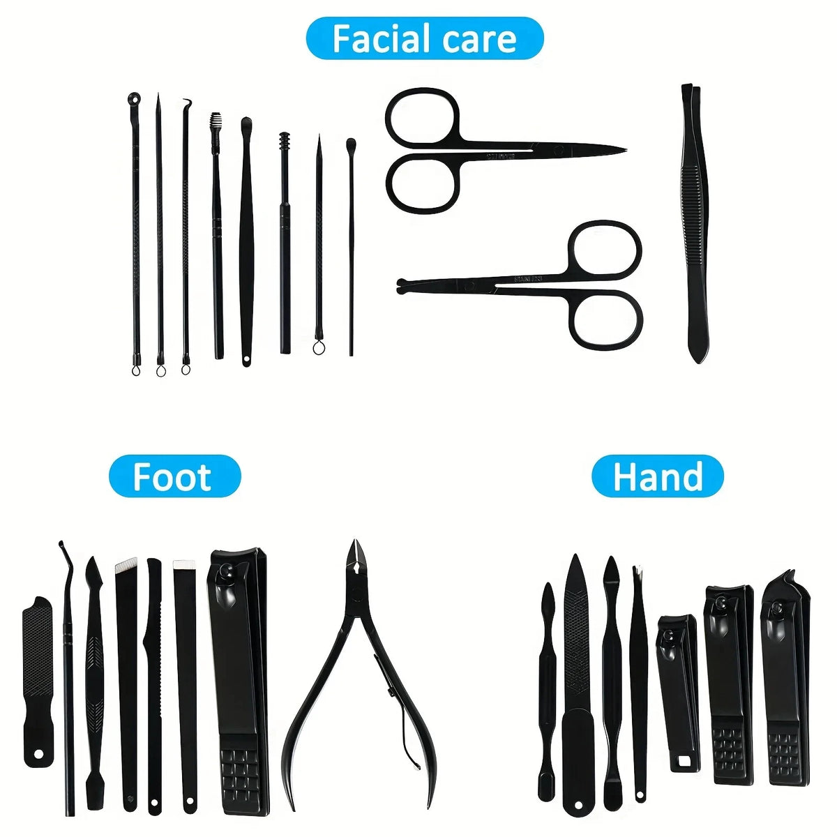 26-Piece Stainless Steel Nail Clipper Set | Pro Nail Care Kit Nail Clipper Set Axl