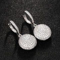 Huitan Silver CZ Round Dangle Earrings for Women | Drop Earrings Drop Dangle Earrings Axl E1858