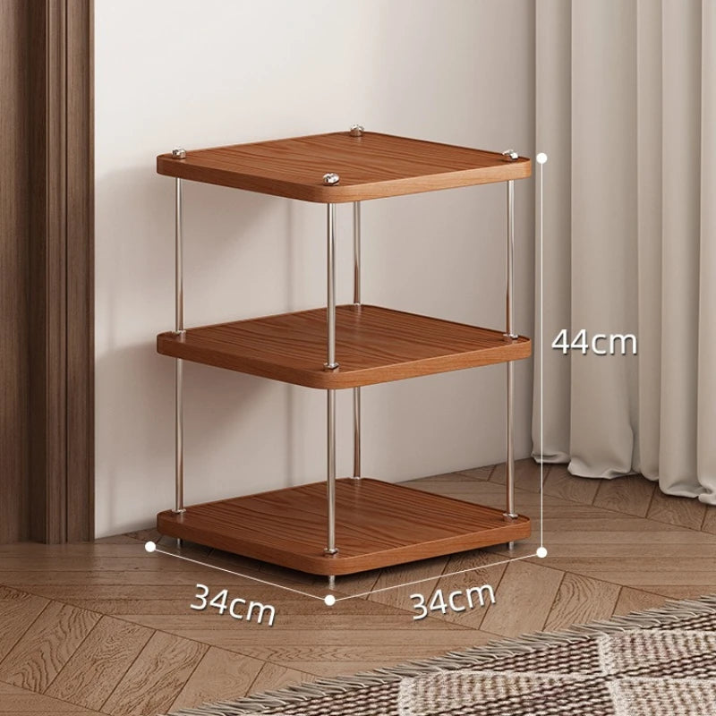 Wooden Multi-Layer Square Storage Rack – Stackable Shelf Wooden Storage Shelf Axl 3 Layers