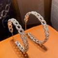 Huitan Cubic Zirconia Chain Loop Drop Earrings – Silver Drop Earrings Axl E3293