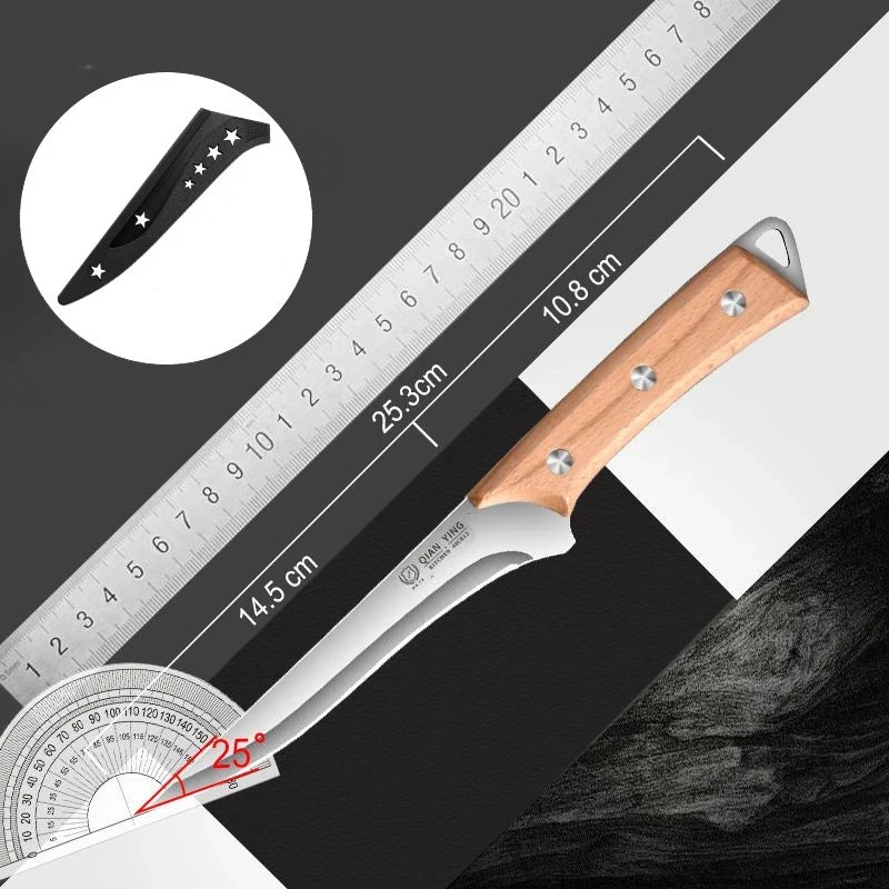 Stainless Steel Fillet & Boning Knife – Wooden Handle Chef Knife Kitchen Fillet Knife Axl 1pcs A