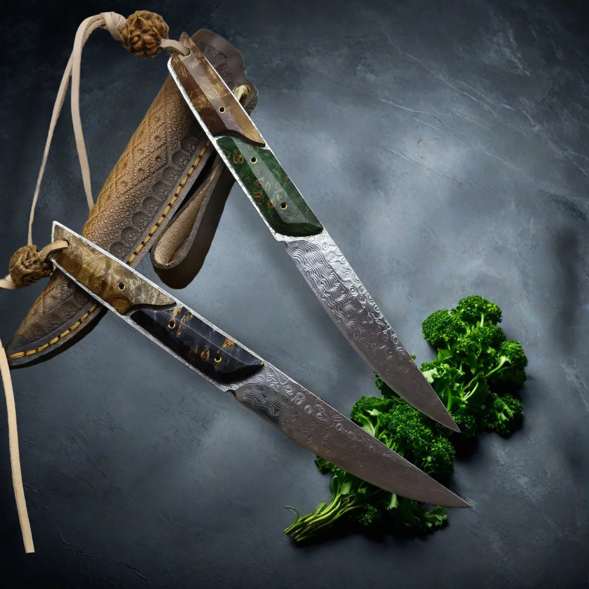 Damascus Steel Fruit Knife – SKD-11 Blade & Wood Handle Damascus Paring Knife Axl