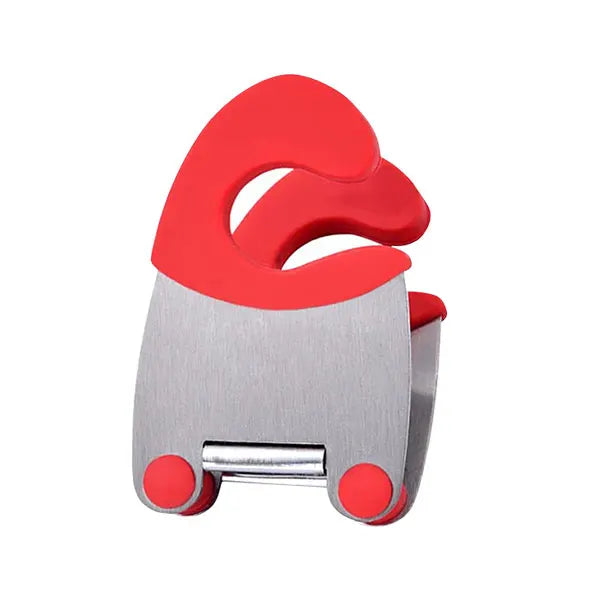 Stainless Steel Pot Clip Spoon Rest | Anti-Scald Silicone Grip Pot Clip Spoon Rest Axl Red