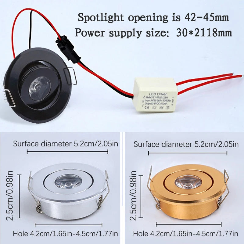 Mini LED Recessed Downlight 1W 3W Dimmable Ceiling Spot Light LED Recessed Downlight Axl