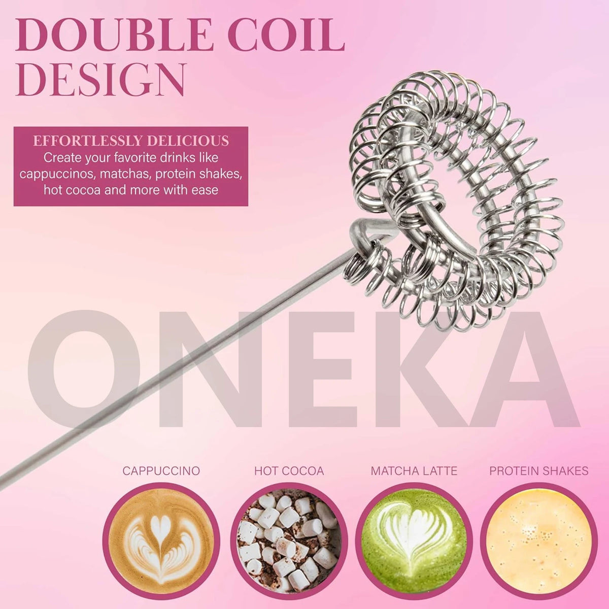 ONEKA Handheld Milk Frother – Electric Foam Maker & Whisk Handheld Milk Frother Axl