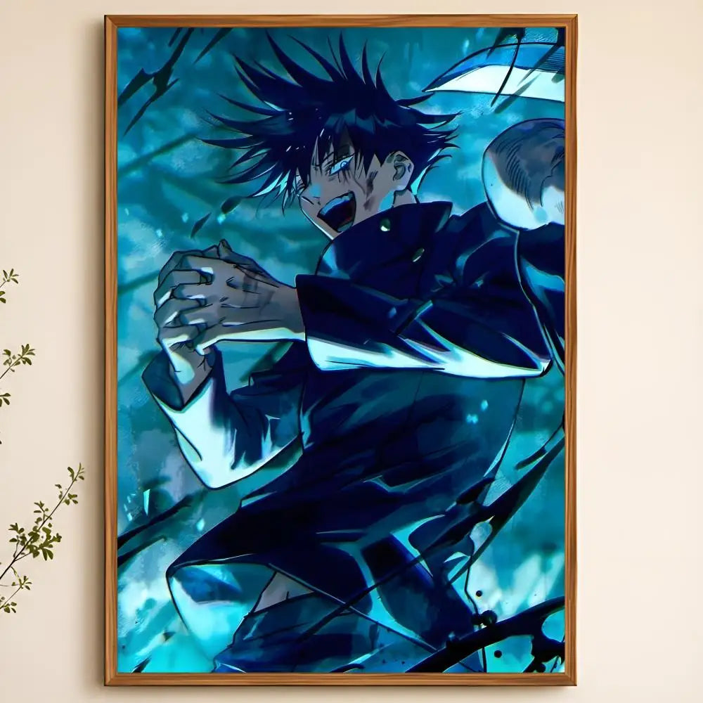 Megumi Fushiguro Waterproof Self-Adhesive Wall Poster | HD Art Anime Wall Poster Axl White02 60X90cmNoframe