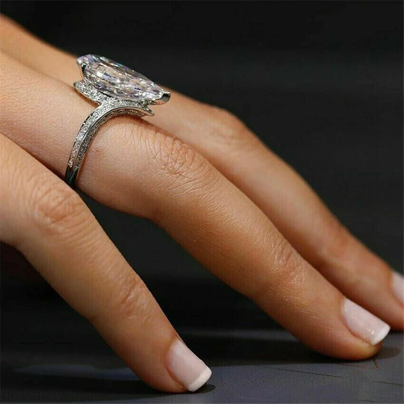 Huitan Waterdrop Cubic Zirconia Ring – Women's Wedding Band Wedding Band Ring Axl