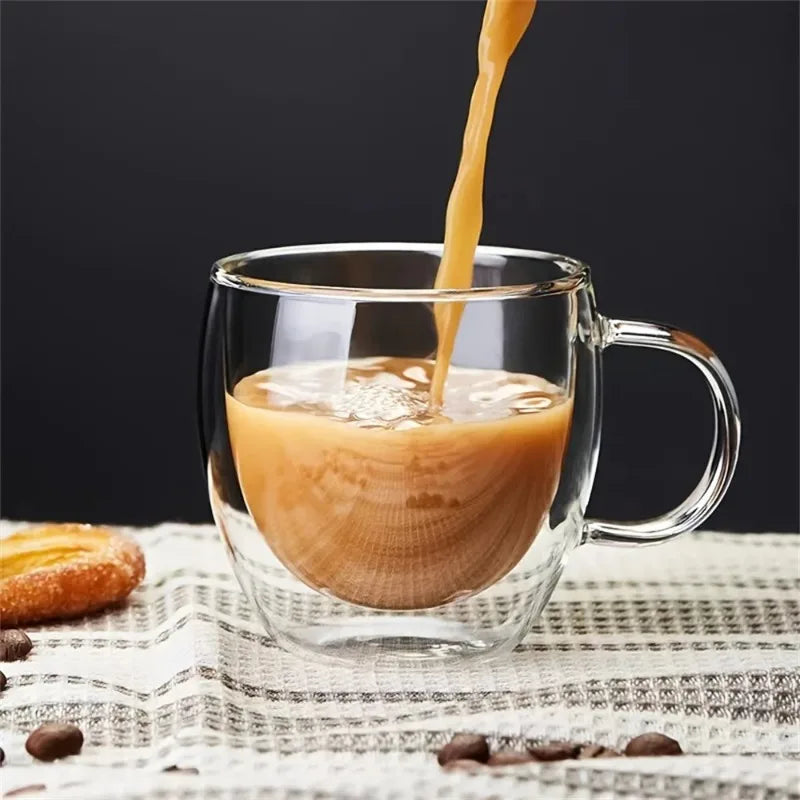 KEMORELA 250ml Double-Wall Borosilicate Glass Coffee Mugs Set Glass Coffee Mug Set Axl