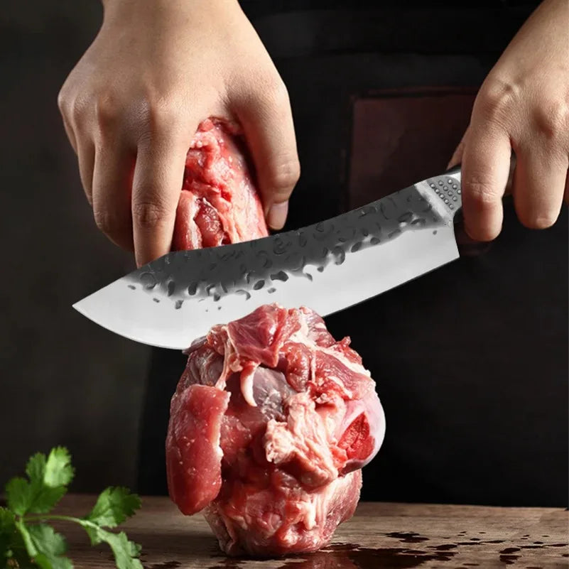 InLeung Forged Stainless Steel Boning & Chef Knife – Wood Handle Kitchen Boning Knife Axl