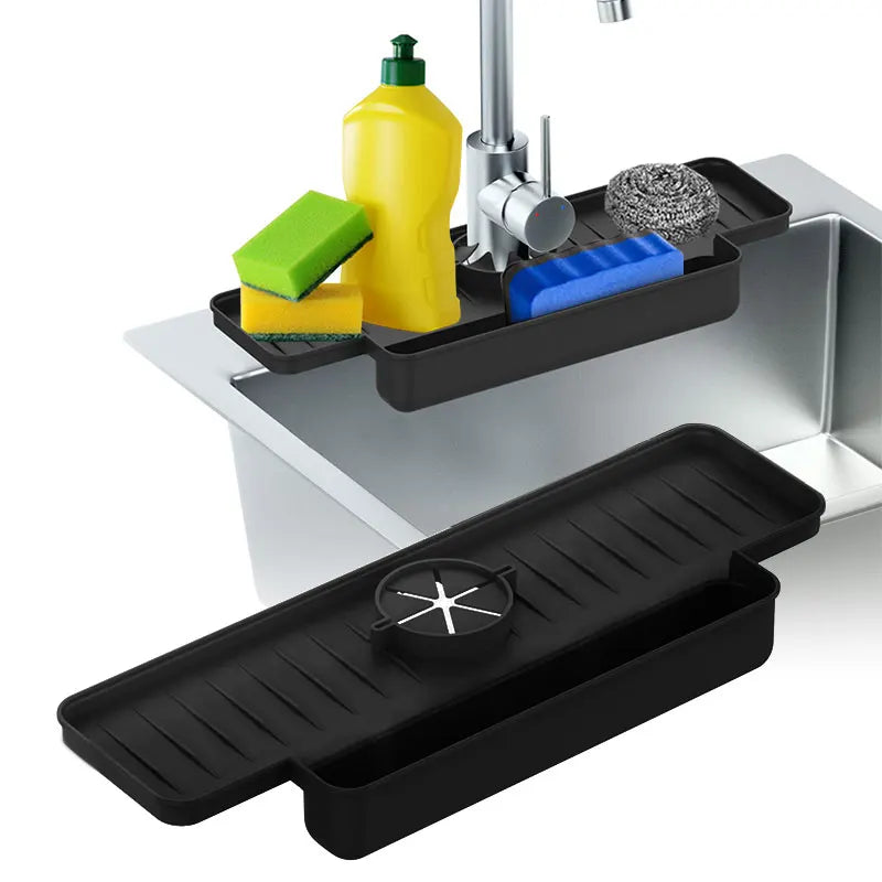 Silicone Sink Faucet Splash Guard Mat & Sponge Holder Sink Splash Guard Axl