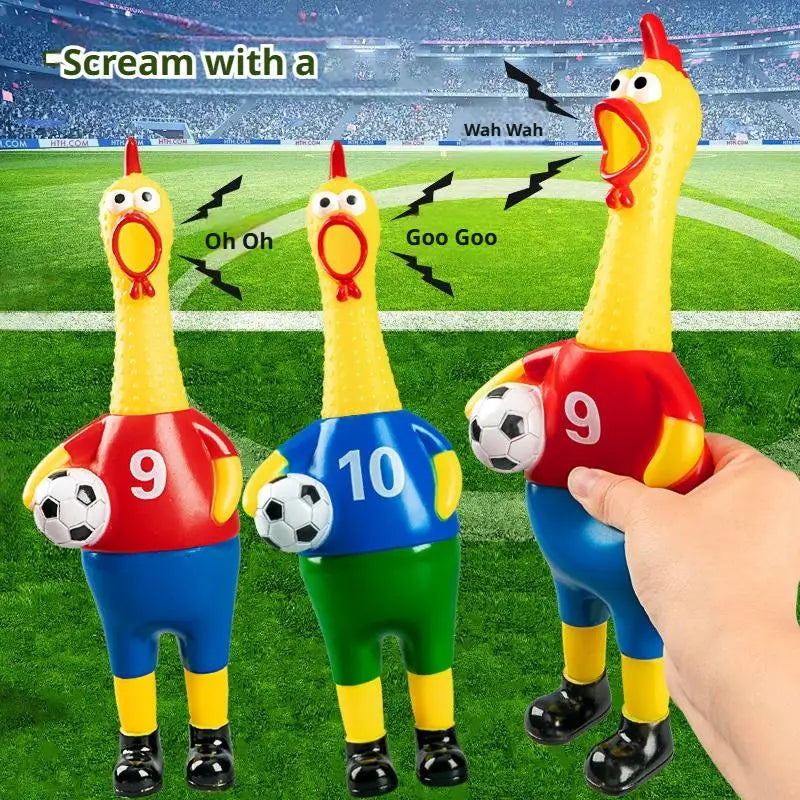 Screaming Soccer Chicken Squeeze Toy – Funny Party Gift Novelty Squeeze Toy Axl