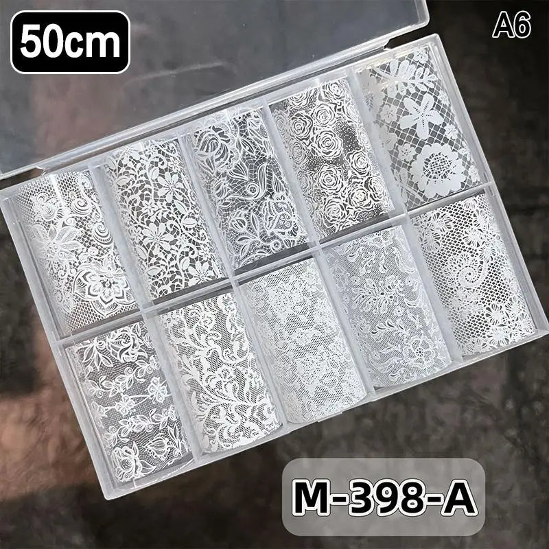 Lace Flower Nail Transfer Foils & Stickers – DIY Nail Art Nail Art Stickers Axl A6