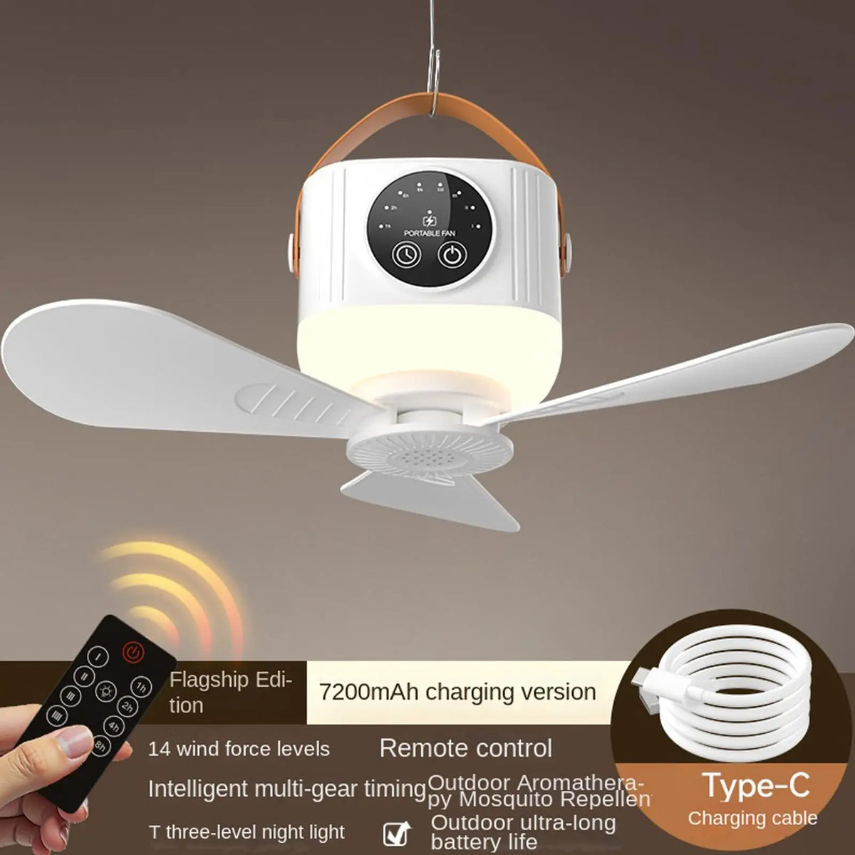 Rechargeable Hanging Ceiling Fan 7200mAh | Camping & Travel Portable Ceiling Fan Axl