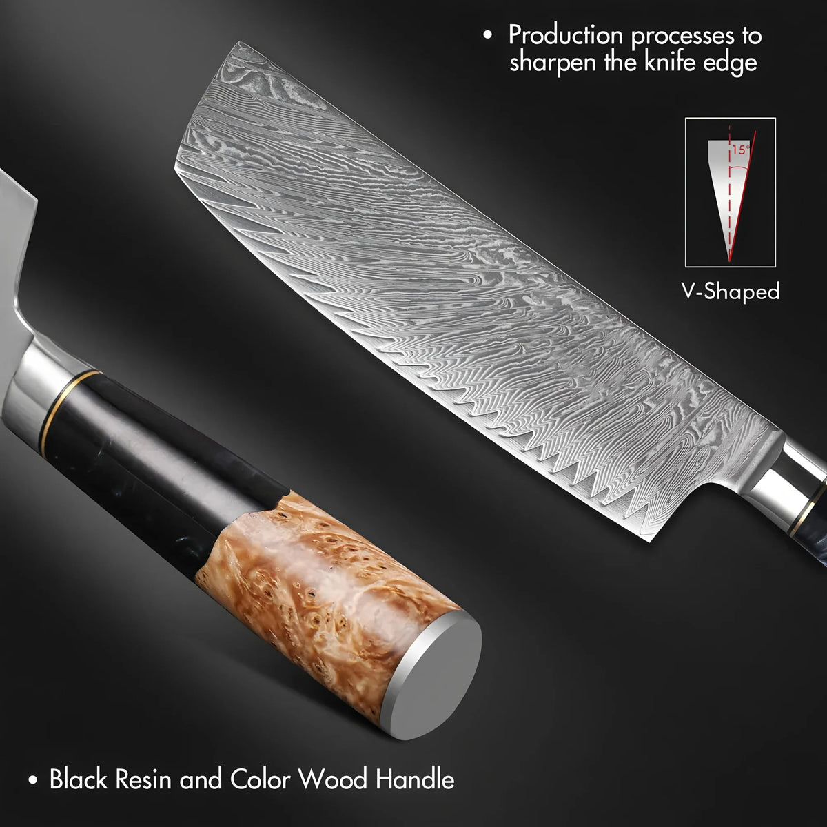 67-Layer Damascus Steel Nakiri Knife – Vegetable Cleaver Damascus Kitchen Knife Axl