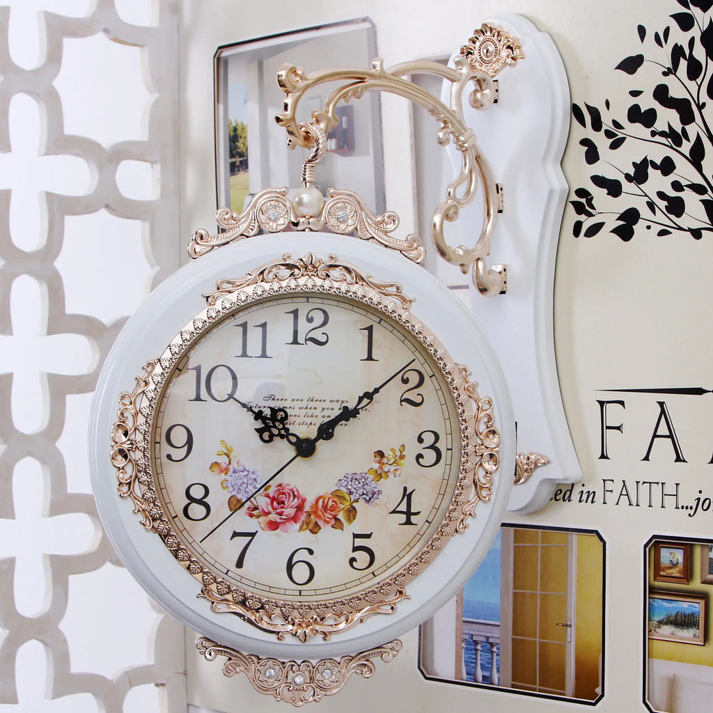 Double-Sided Retro Metal Wall Clock – Silent 30cm European Wall Clock Axl