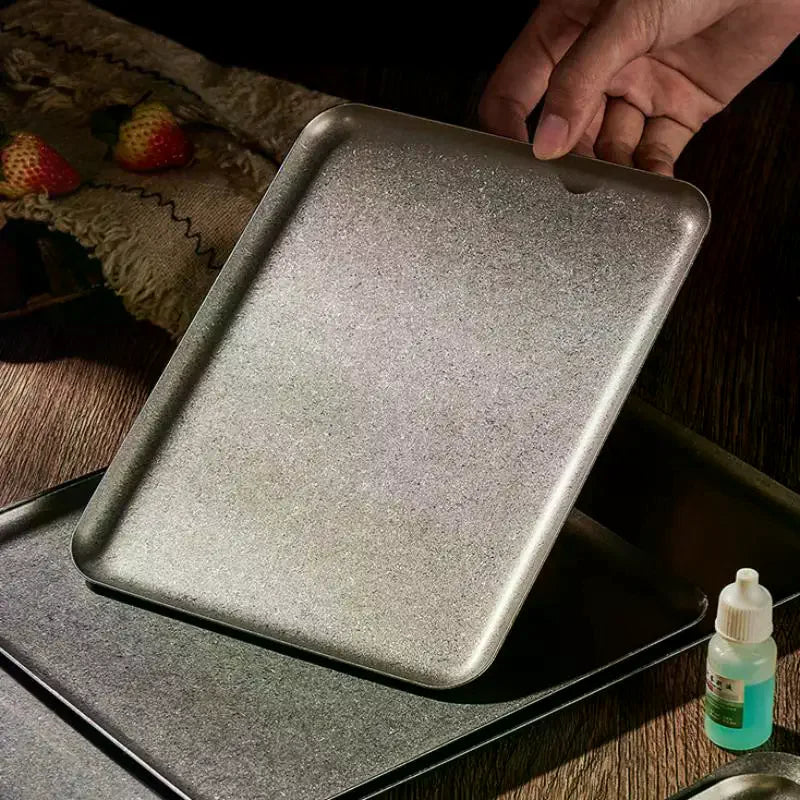 Vintage 304 Stainless Steel Snowflake Square Serving Tray Serving Tray Axl