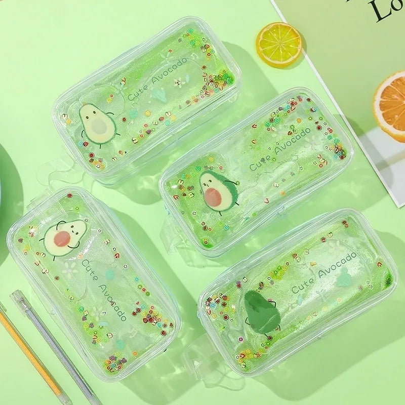 Quicksand Pencil Case – Avocado & Peach Large Capacity PVC Pencil Case Axl