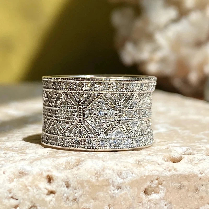 Huitan Women's Cubic Zirconia Pave Wedding Band Ring Fashion Ring Axl Q672 9