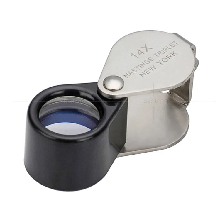 14X Folding Jeweler's Loupe – All Metal Magnifier & Leather Case Jeweler's Loupe Axl 14x