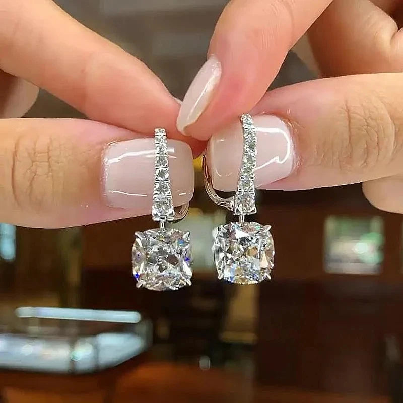 Huitan Cubic Zirconia Silver Dangle Drop Earrings for Women Drop Earrings Axl