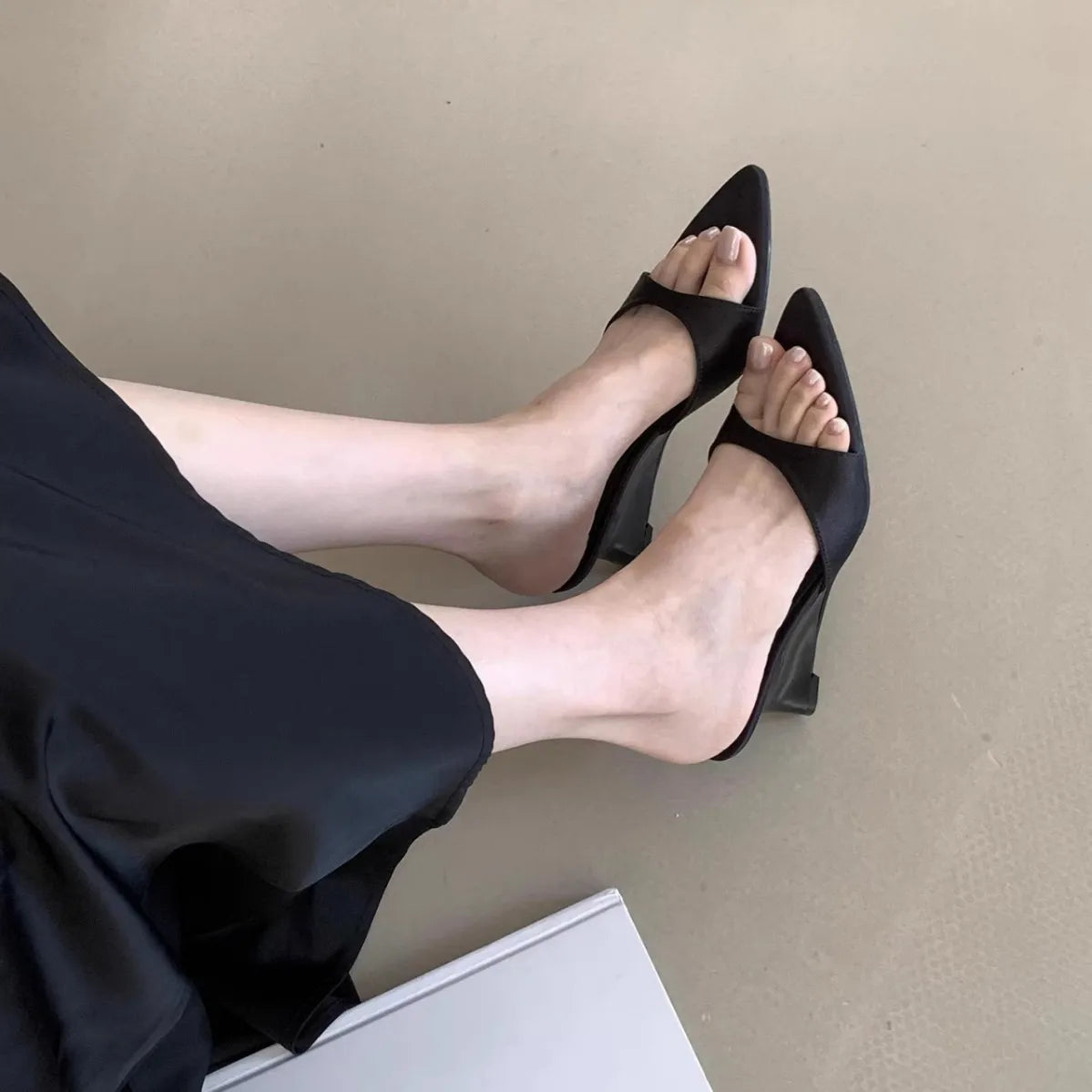 Women's Satin Wedge Slippers – Open Toe Slip-On Dress Slides Wedge Slippers Axl