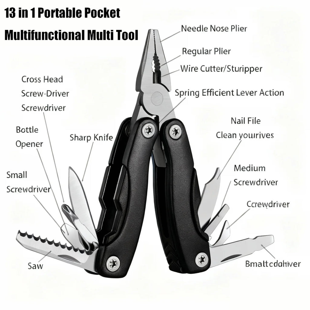 Stainless Steel Multi-Tool Pliers – Portable EDC Camping Kit Multi-Tool Pliers Axl