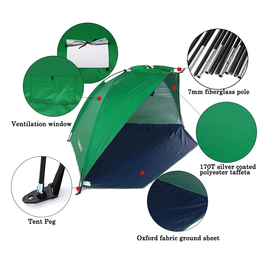 2-Person UV Beach Tent – Ultralight Portable Sun Shade Shelter Beach Sun Shelter Axl