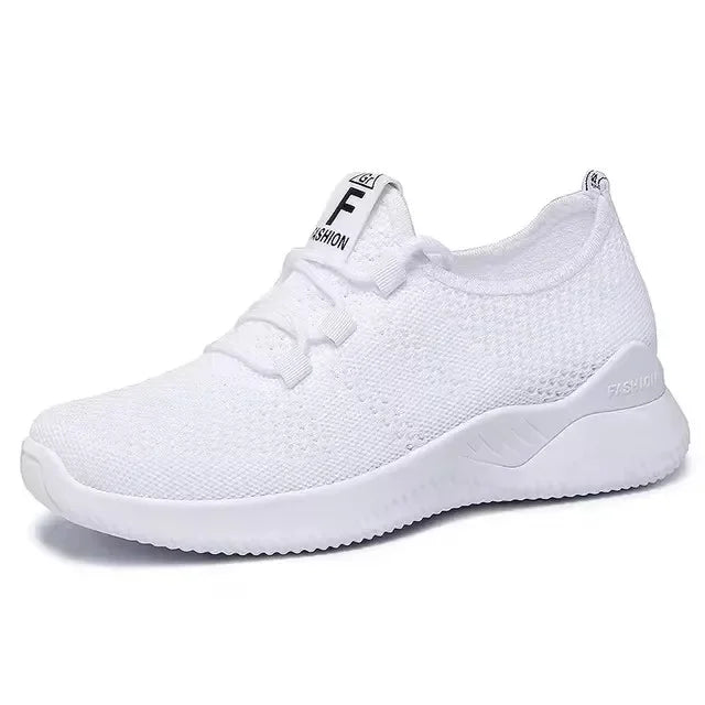 Women's Breathable Platform Sneakers – Casual Lace-Up Shoes Platform Sneakers Axl White 37