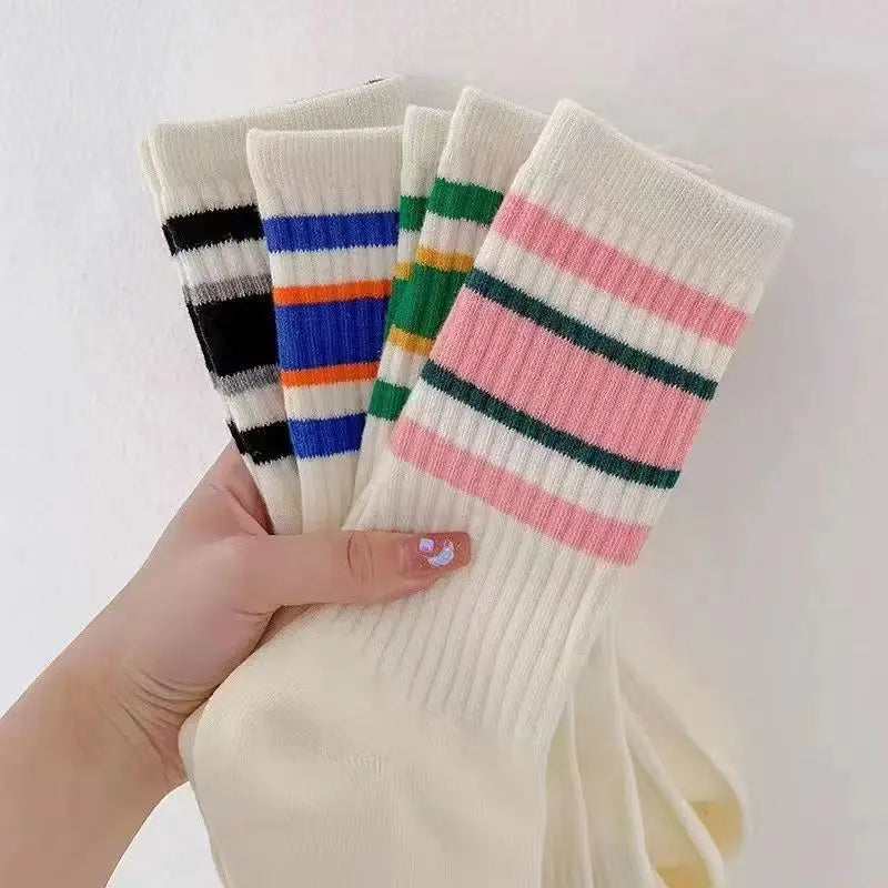 5-Pack Men's Striped Cotton Crew Socks – Soft & Lightweight Men's Crew Socks Axl