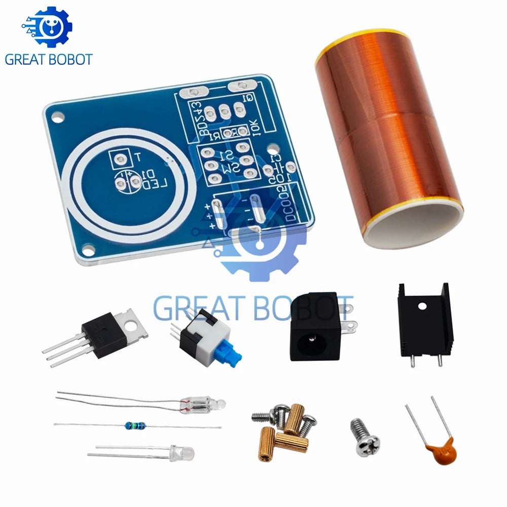 BD243C Mini Tesla Coil DIY Kit – Electronics Science Project DIY Electronics Kit Axl