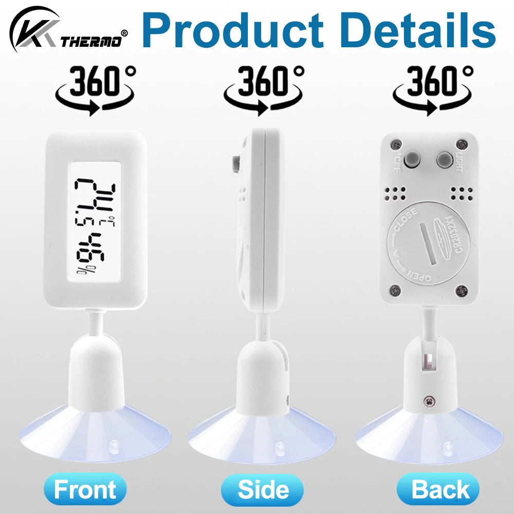Mini Digital Reptile Thermometer Hygrometer – 360° Suction Cup Reptile Thermometer Hygrometer Axl