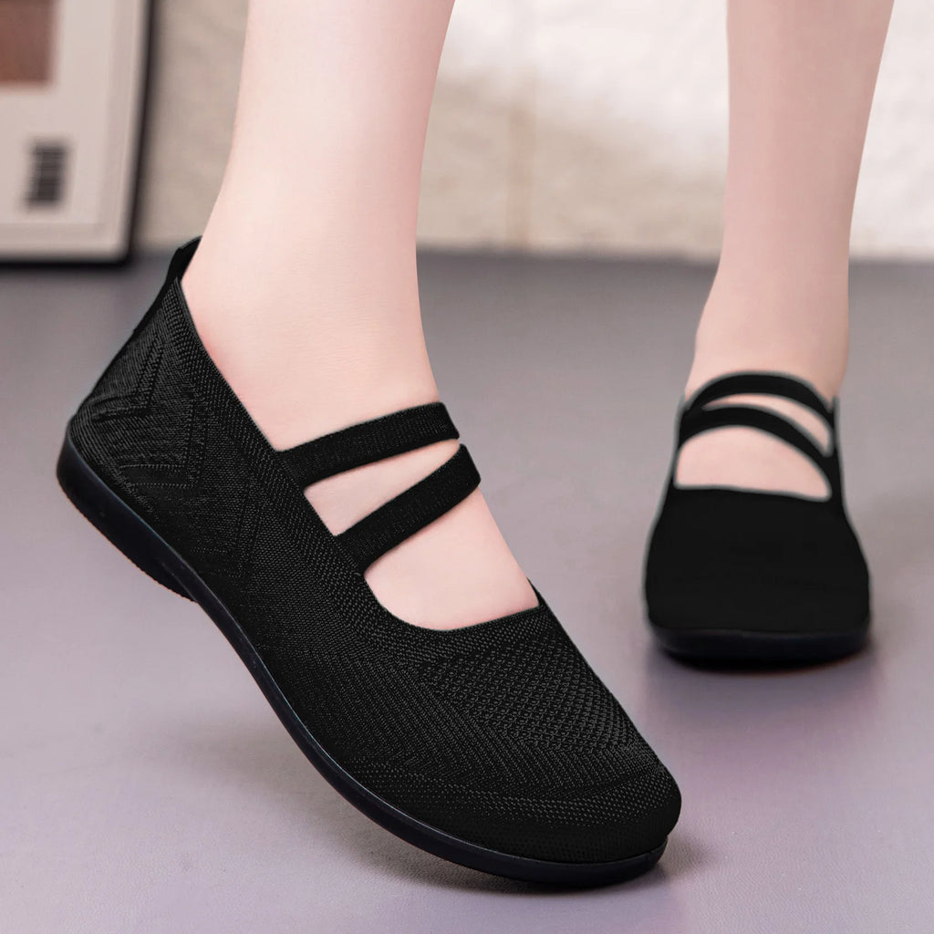 Women's Knit Mary Jane Flats – Breathable Slip-On Shoes Women's Flat Shoes Axl